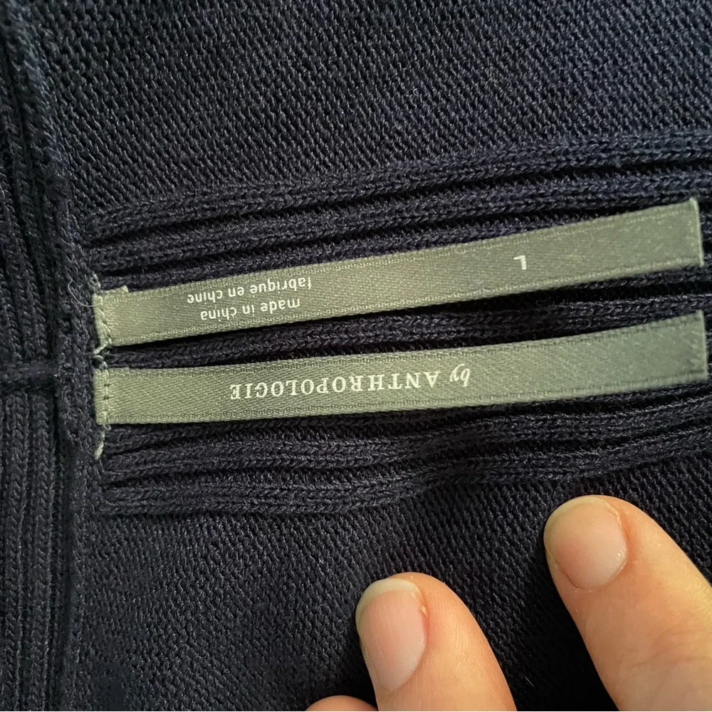 By Anthropologie Banlieue Peplum Cardigan Sweater Woman Size Large Navy NWOT - Picture 11 of 13